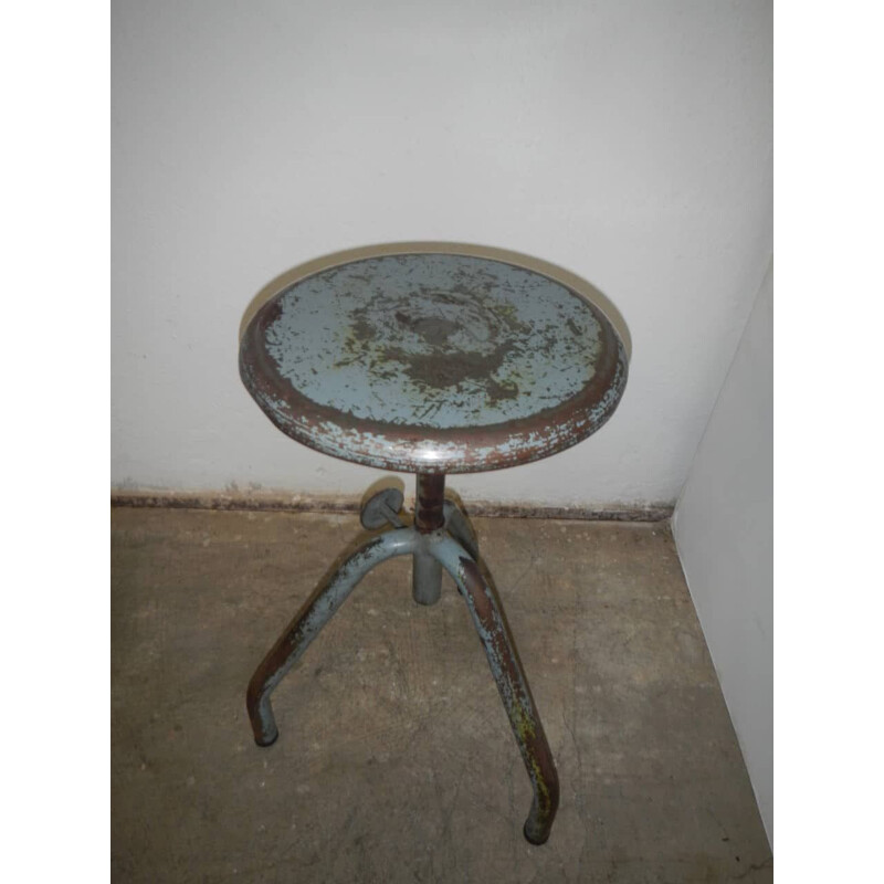 Vintage iron adjustable stool 1950s