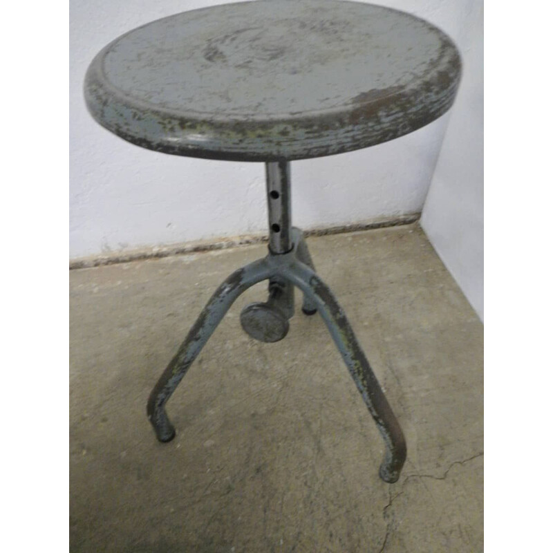 Vintage iron adjustable stool 1950s