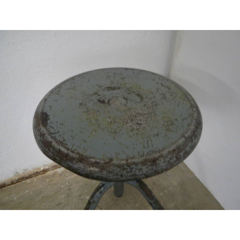 Vintage iron adjustable stool 1950s