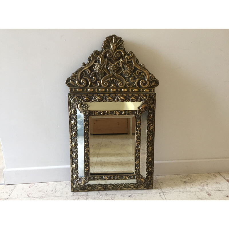 Vintage mirror with brass glazing