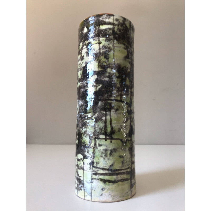 Vintage ceramic scroll vase, 1960