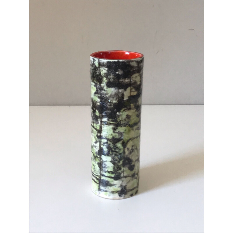 Vintage ceramic scroll vase, 1960