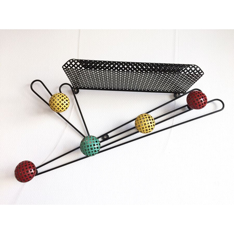 Vintage wall coat rack by Mathieu Matégot 1950s