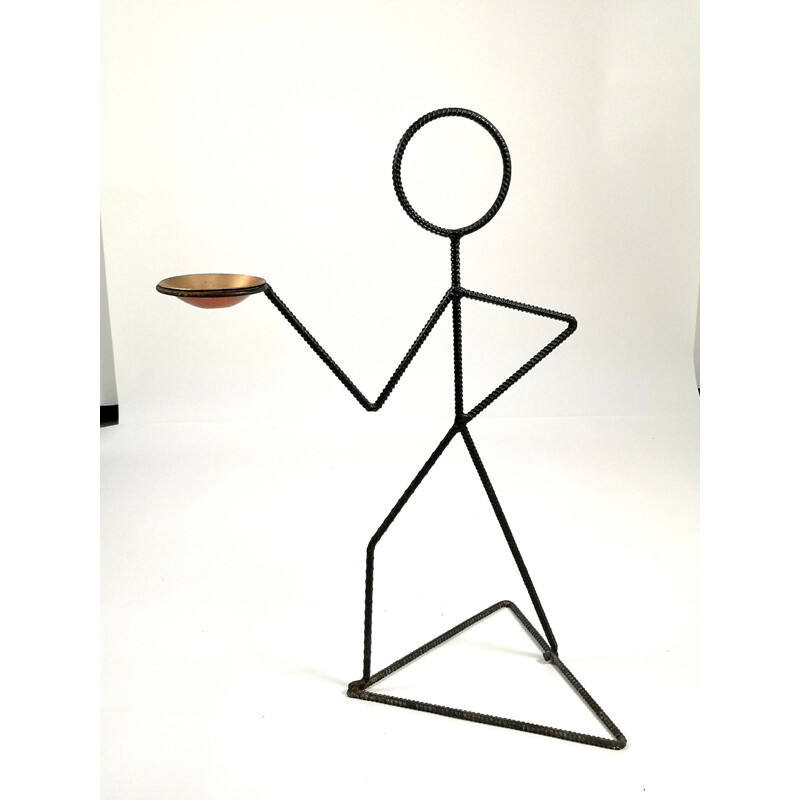 Vintage Rebar Stick Man Figure Candleholder Sculpture 1970s