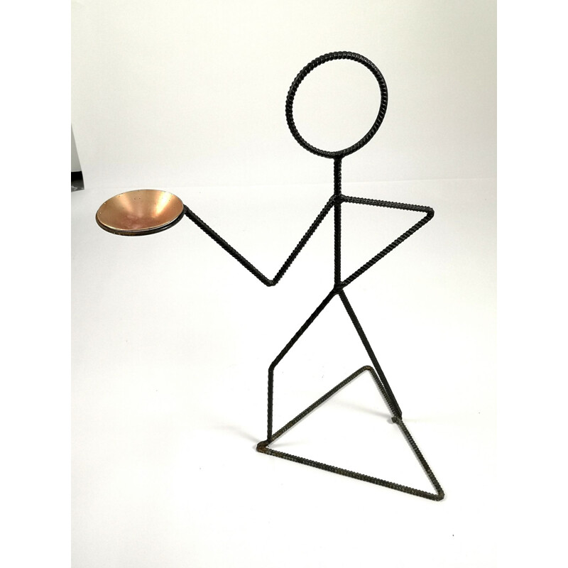 Vintage Rebar Stick Man Figure Candleholder Sculpture 1970s