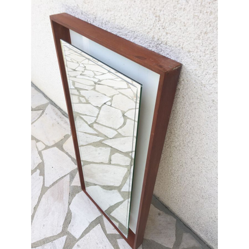 Vintage Gothenburg teak mirror for Hillebrand, Scandinavian 1960s