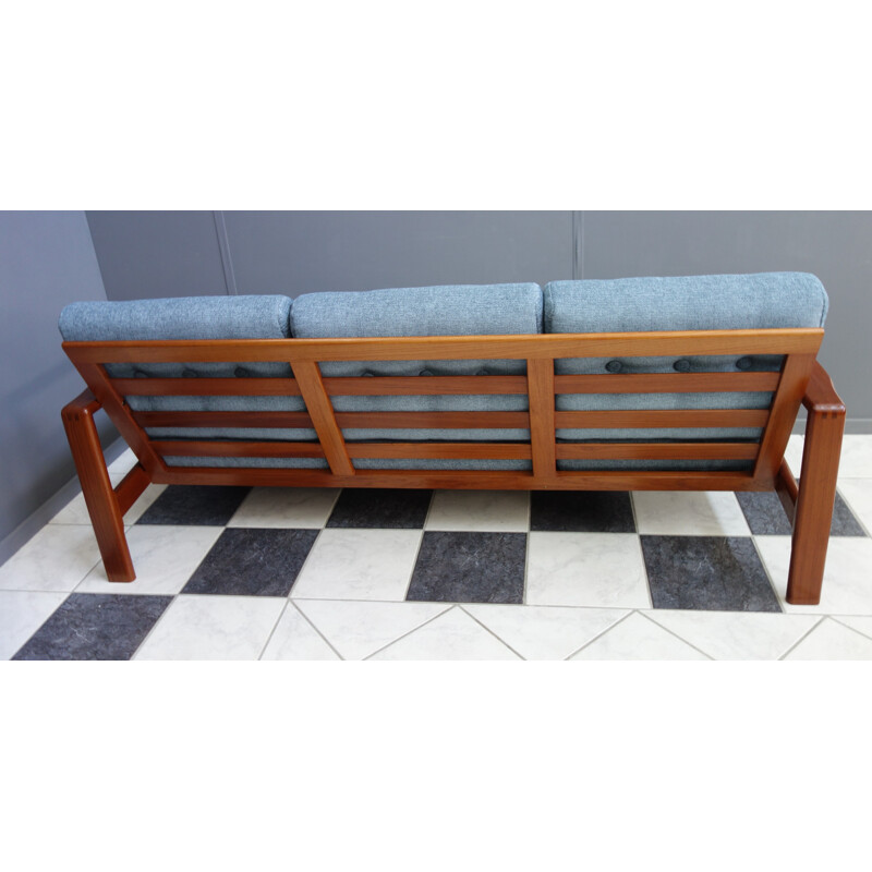 Vintage Teak sofa in Blue fabric, Danish 1960s