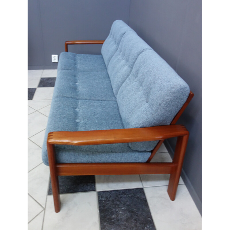 Vintage Teak sofa in Blue fabric, Danish 1960s