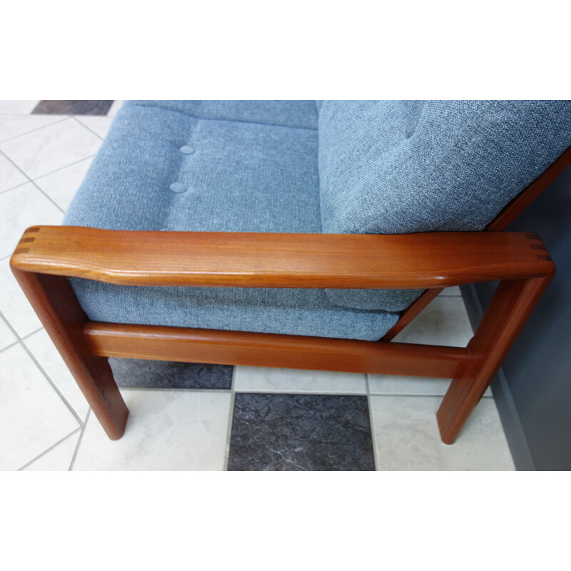 Vintage Teak sofa in Blue fabric, Danish 1960s