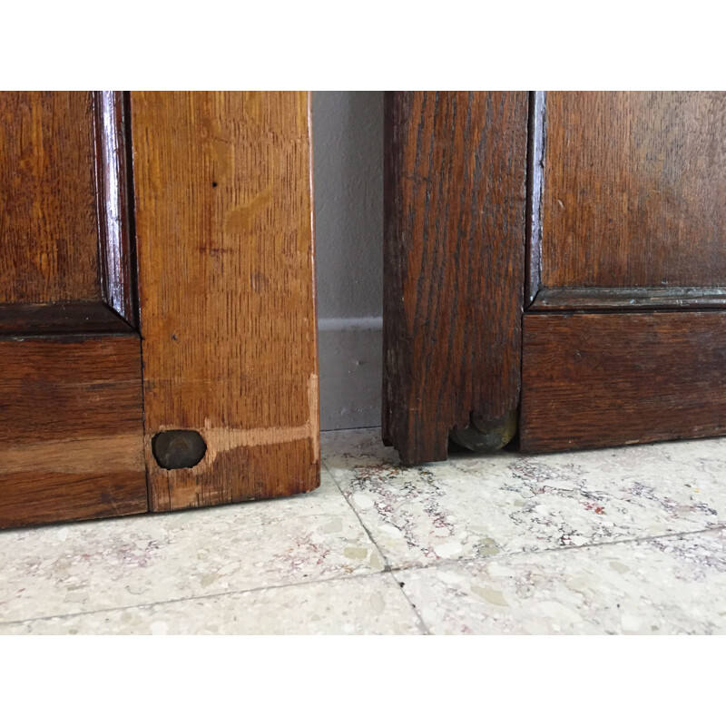 Pair of vintage sliding oak doors 