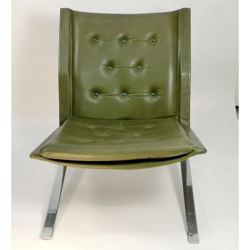 Vintage handgemaakte stalen fauteuil, 1960