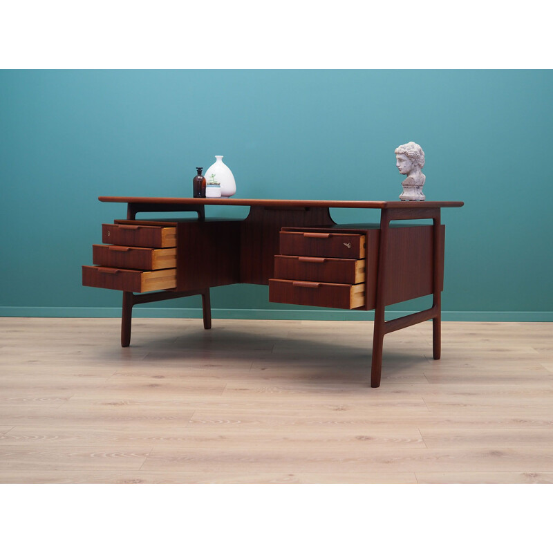 Vintage Teak desk model 75 by Omann Jun, Danish 1970s