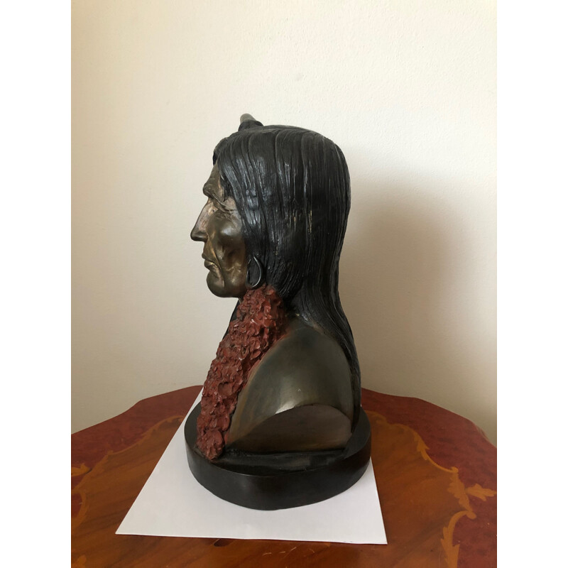 Sculpture vintage du visage d'un indien d'Amérique