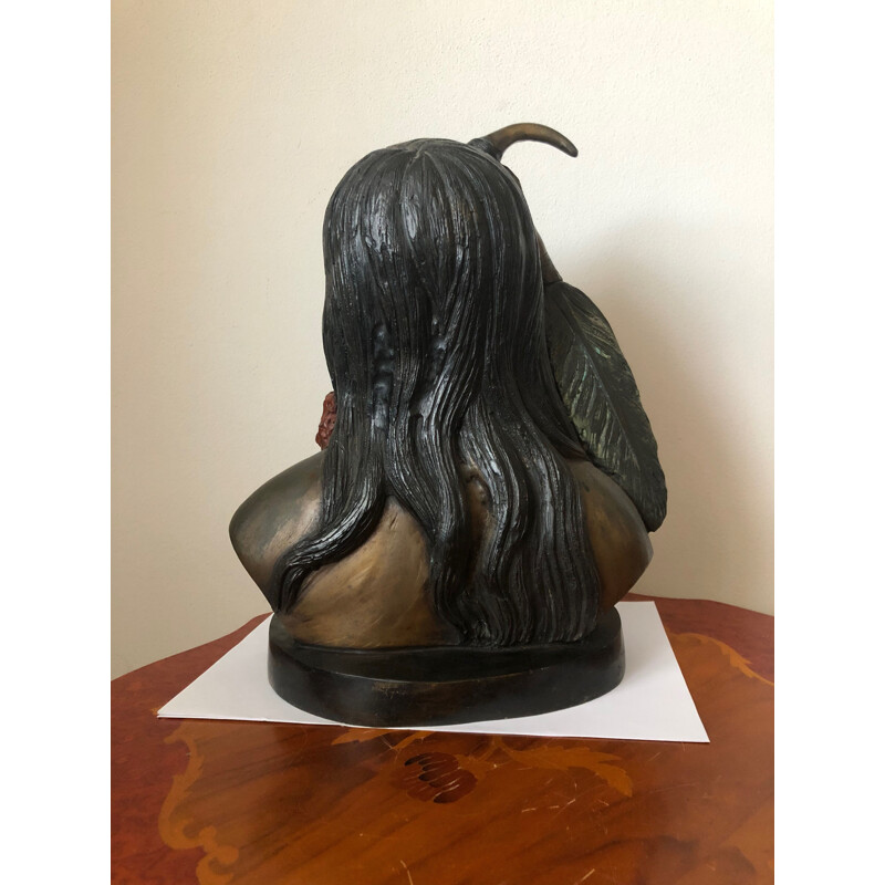 Vintage sculpture of a Native American face