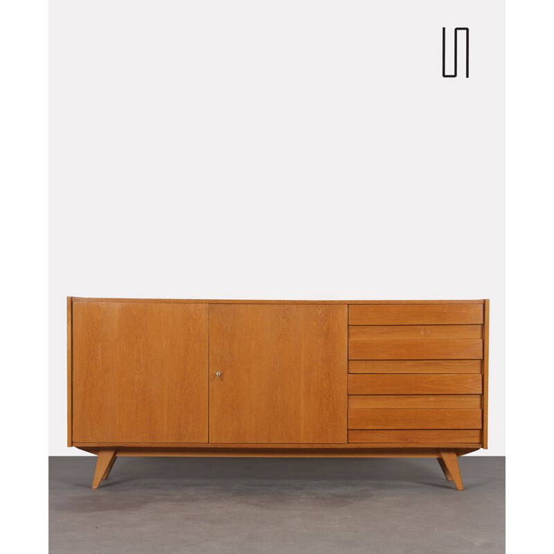 Vintage oak sideboard model U-460 by Jiroutek for Interier Praha 1960s