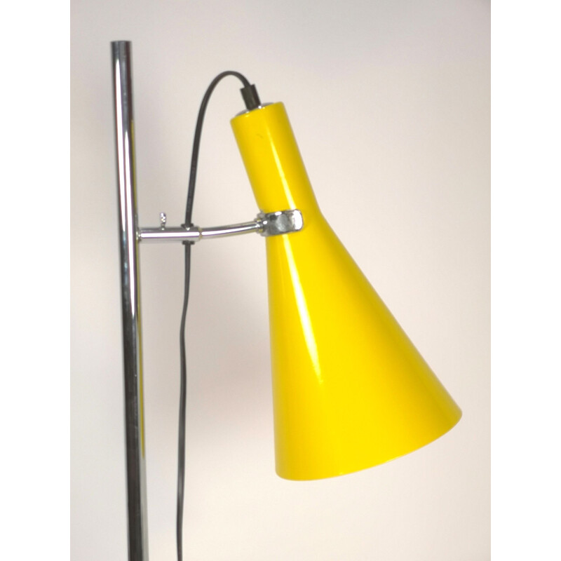 Lampadaire vintage chromé et peint 1960