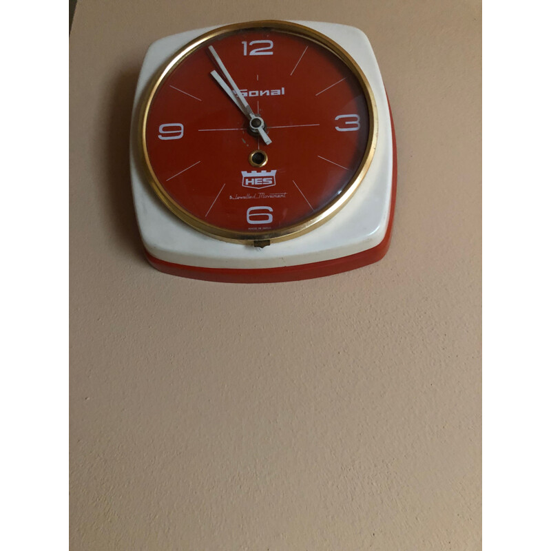 Vintage hes wall clock in heavy metal case, India