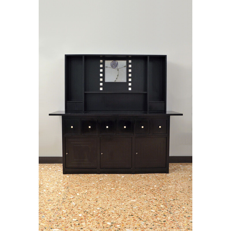 Vintage Sideboard in black-stained ash by Charles Rennie Mackintosh for Cassina 1975s