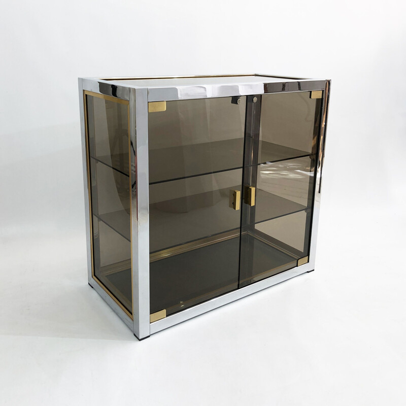 Vintage Low Display Cabinet Hollywood Regency Miami by Renato Zevi, Italy 1970s