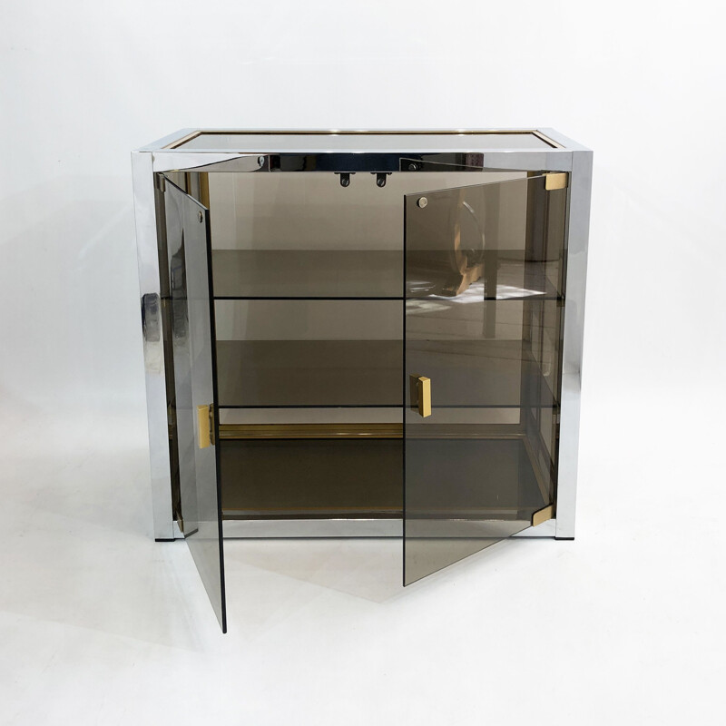 Vintage Low Display Cabinet Hollywood Regency Miami by Renato Zevi, Italy 1970s