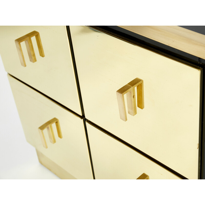 Pair of vintage brass lacquer bedside tables by Luciano Frigerio, Italy 1970s