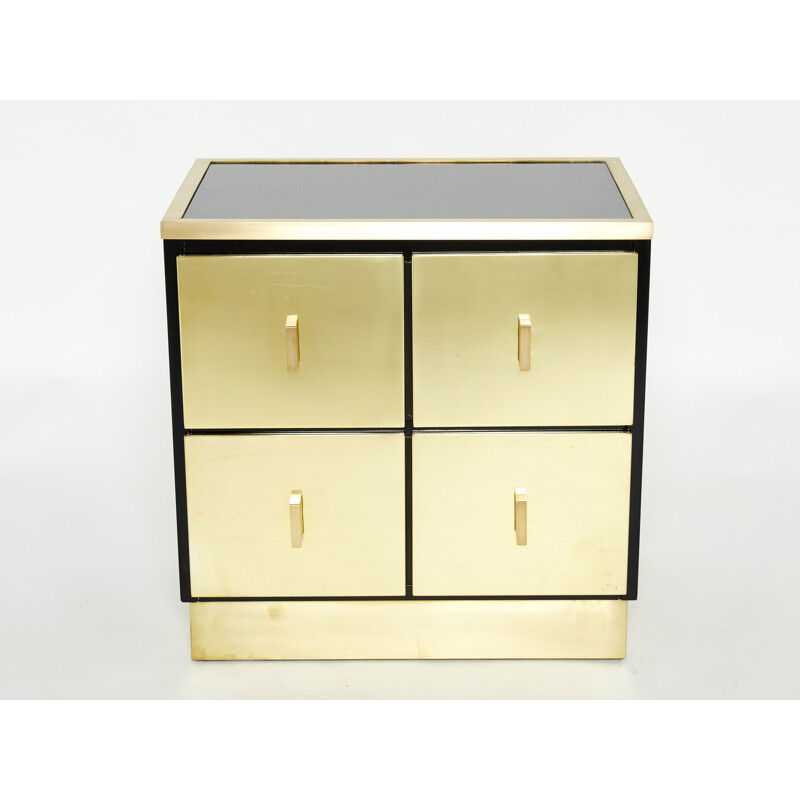 Pair of vintage brass lacquer bedside tables by Luciano Frigerio, Italy 1970s