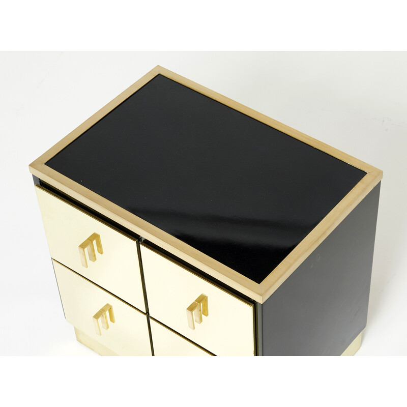 Pair of vintage brass lacquer bedside tables by Luciano Frigerio, Italy 1970s