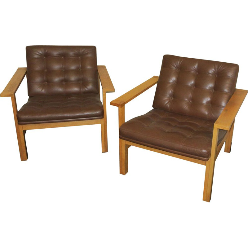 Pair of vintage Lounge Chairs by Ole Gjerlov Knudsen for France & Son, Danish 1950s