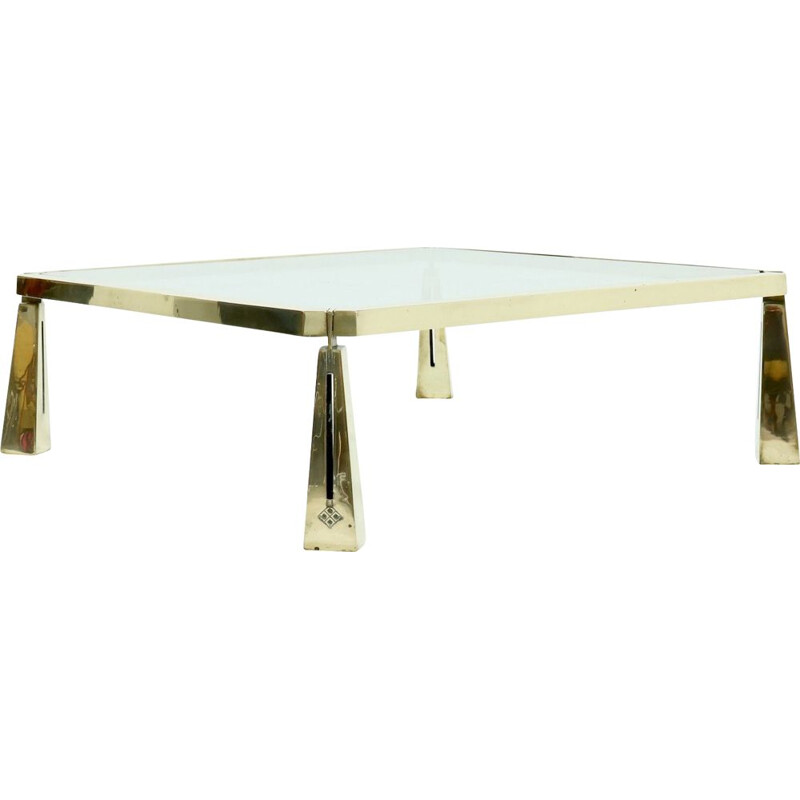 Sculptural vintage coffee table in solid brass by Peter Ghyczy, 1980