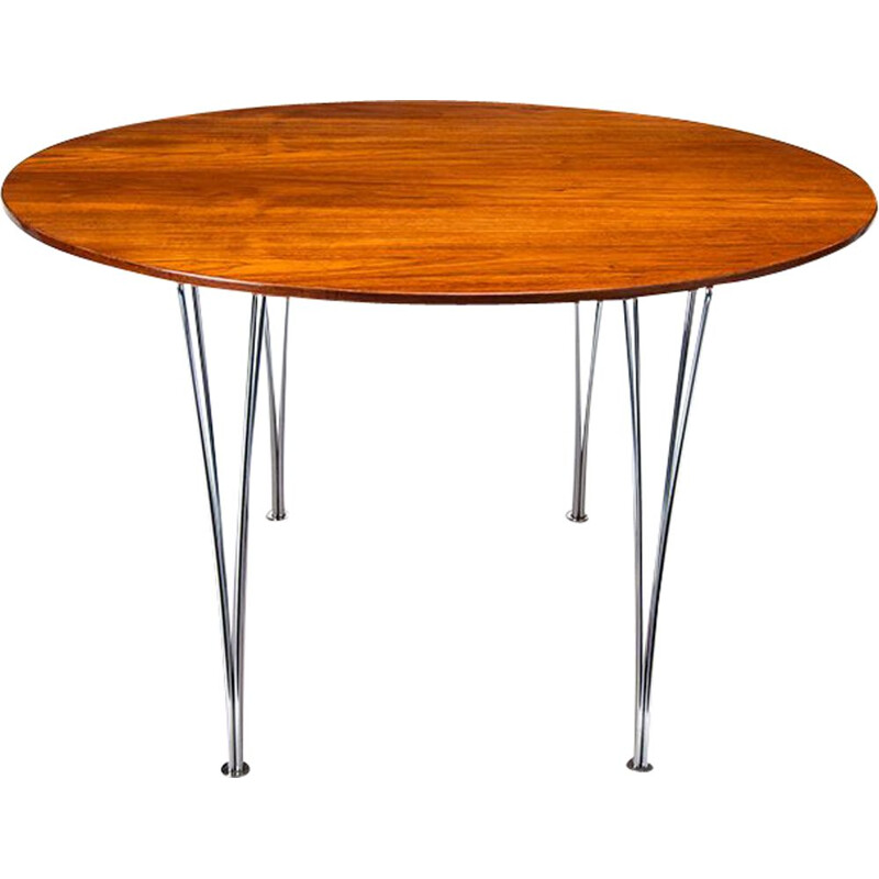 Table vintage Super Elliptique en Teck Bruno Mathsson & Piet Hein pour Fritz Hansenk, Danemark 1960