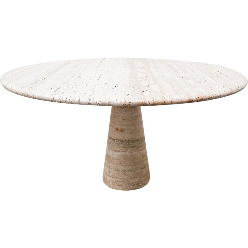 Vintage Travertine dining table by Angelo Mangiarotti