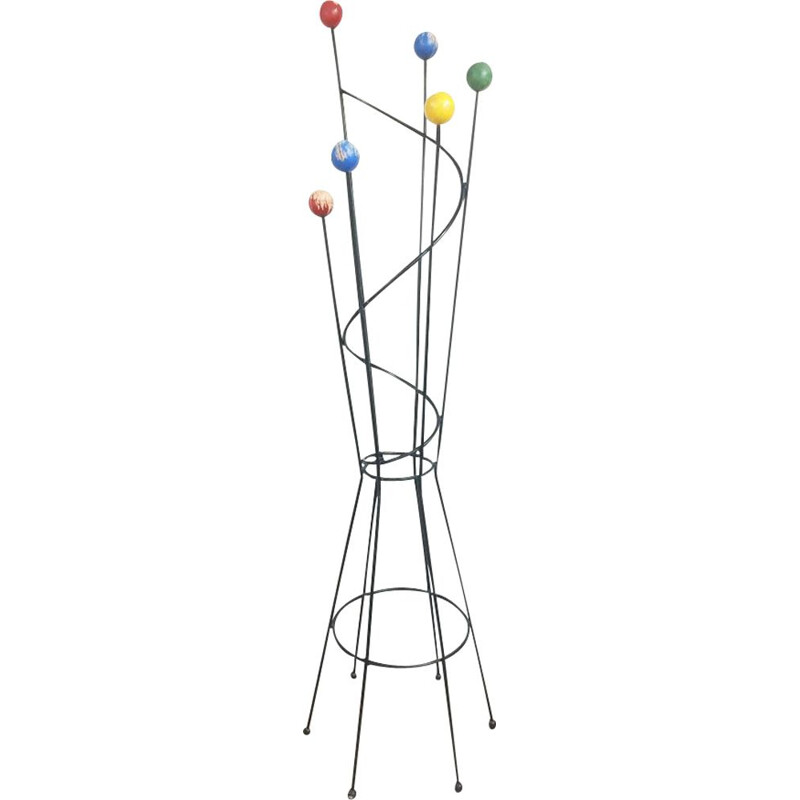 Vintage coat rack with balls by Roger Feraud 1950s