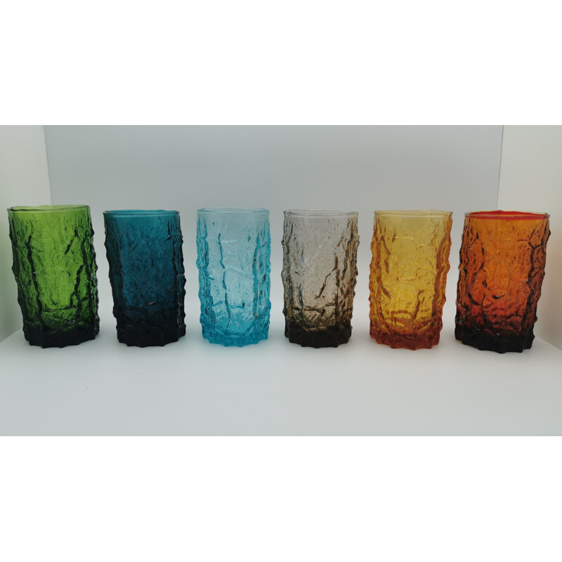 Set of 6 vintage Geoffrey Baxter glasses by Whitefriars, England 1960s