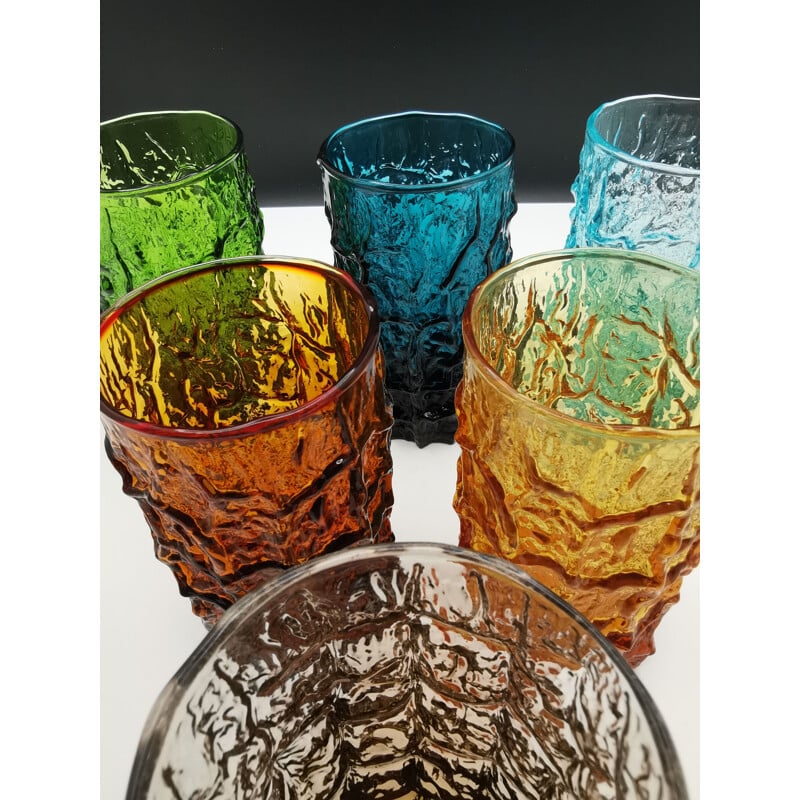 Set of 6 vintage Geoffrey Baxter glasses by Whitefriars, England 1960s