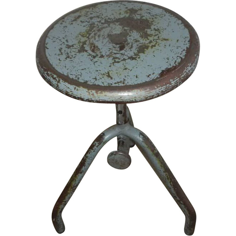 Vintage iron adjustable stool 1950s