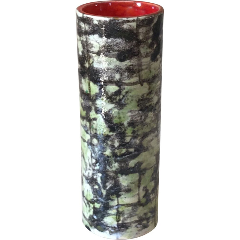 Vintage ceramic scroll vase, 1960