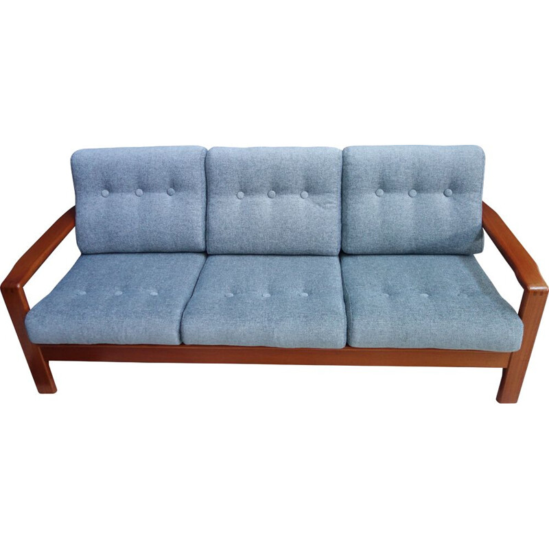 Vintage Teak sofa in Blue fabric, Danish 1960s
