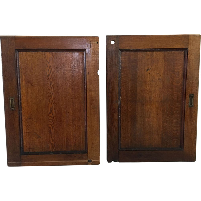 Pair of vintage sliding oak doors 