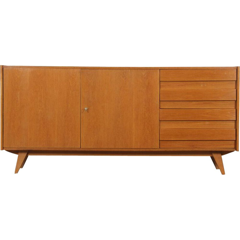 Vintage oak sideboard model U-460 by Jiroutek for Interier Praha 1960s