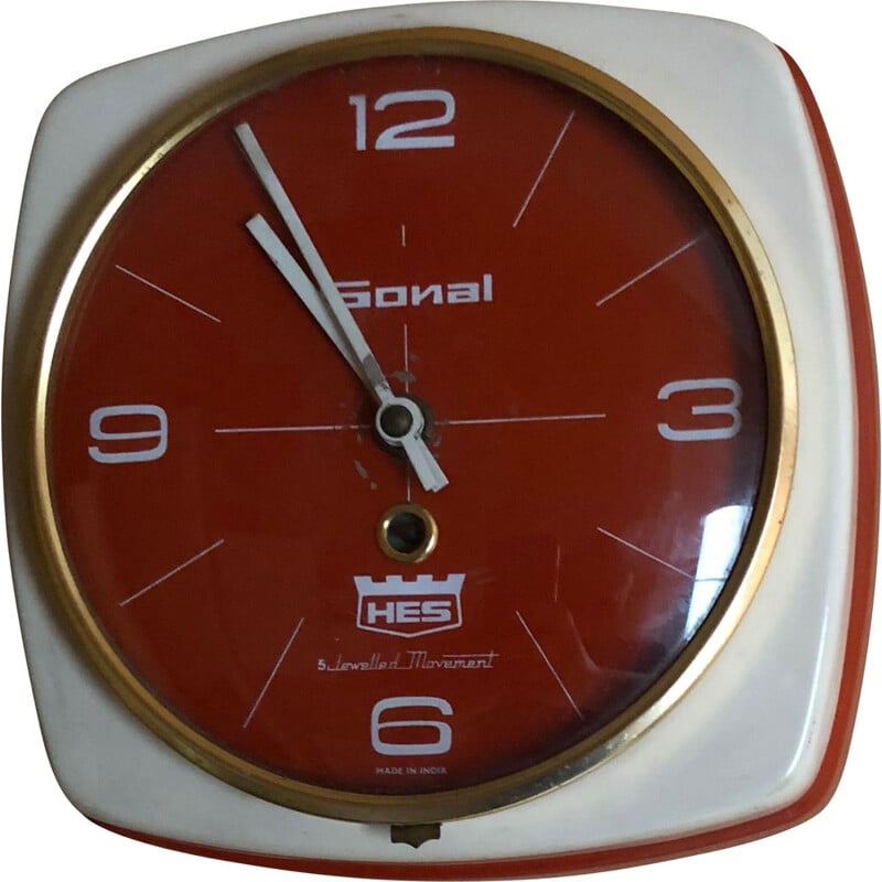 Vintage hes wall clock in heavy metal case, India