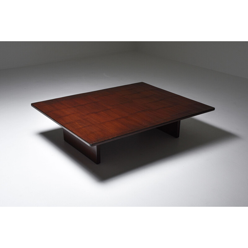 Vintage Stained Oak and Bamboo Coffee Table by Axel Vervoordt, Belgium 1980s
