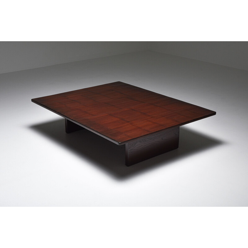 Vintage Stained Oak and Bamboo Coffee Table by Axel Vervoordt, Belgium 1980s