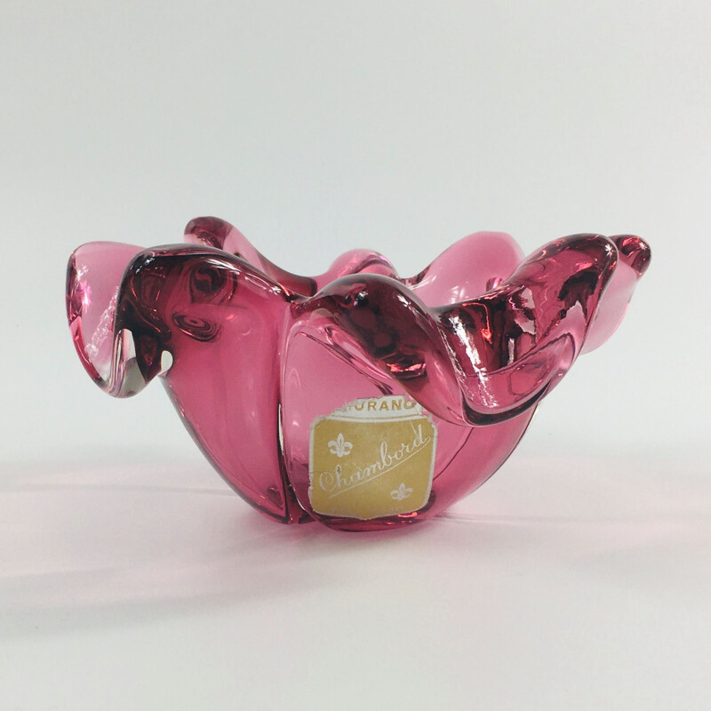 Vintage murano glass centerpiece or bowl labeled "Chambord" by Fratelli Toso, Italy 1950