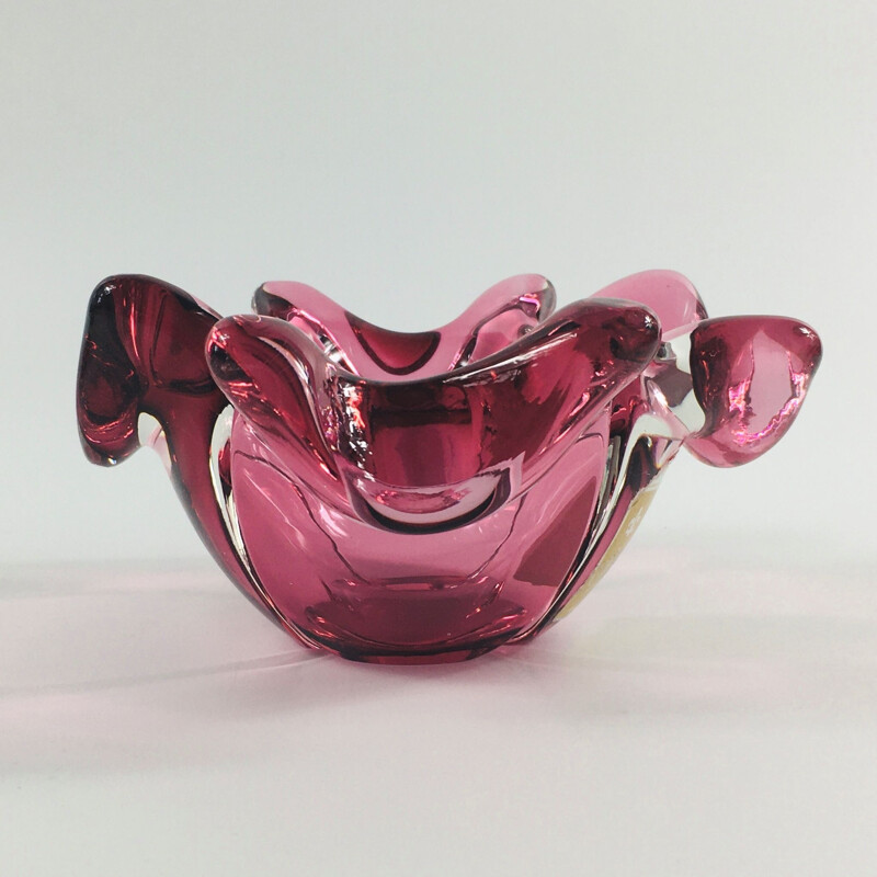 Vintage murano glass centerpiece or bowl labeled "Chambord" by Fratelli Toso, Italy 1950