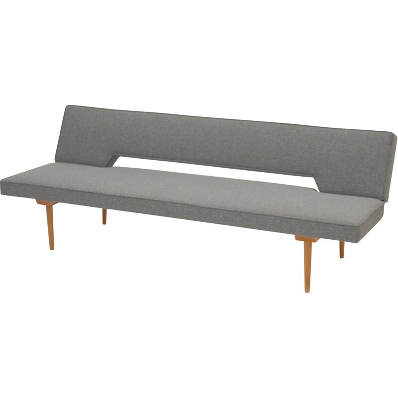Daybed in oakwood and grey fabric, Miroslav NAVRATIL - 1960s