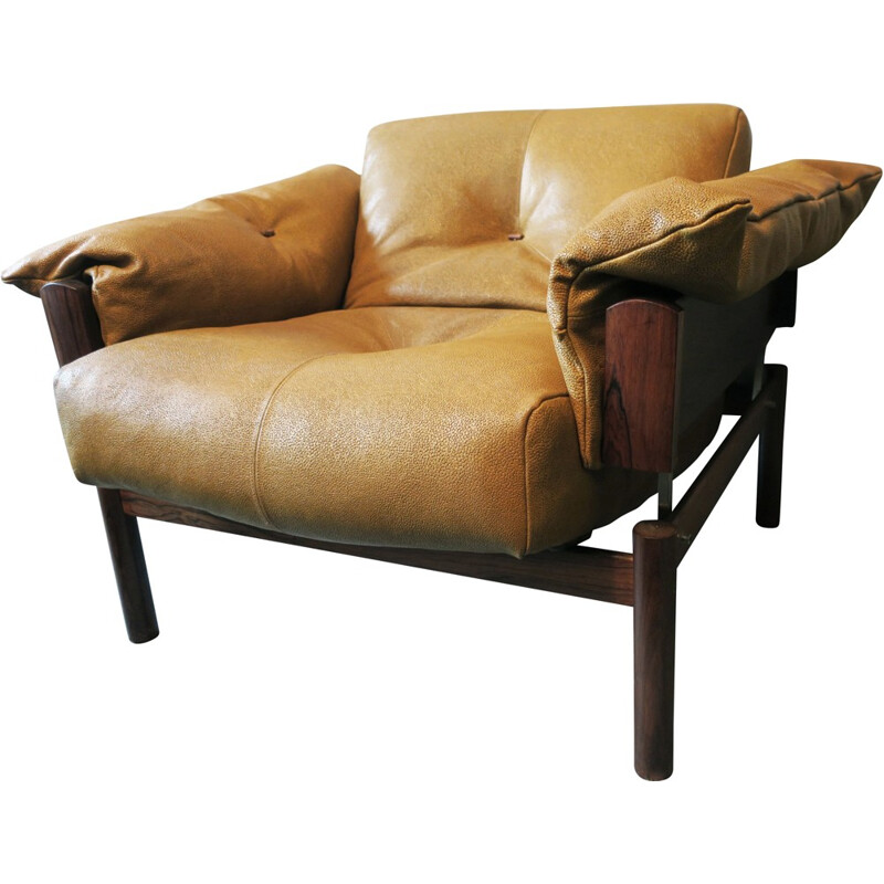 Armchair in rosewood and leather, Percival LAFER - 1960s