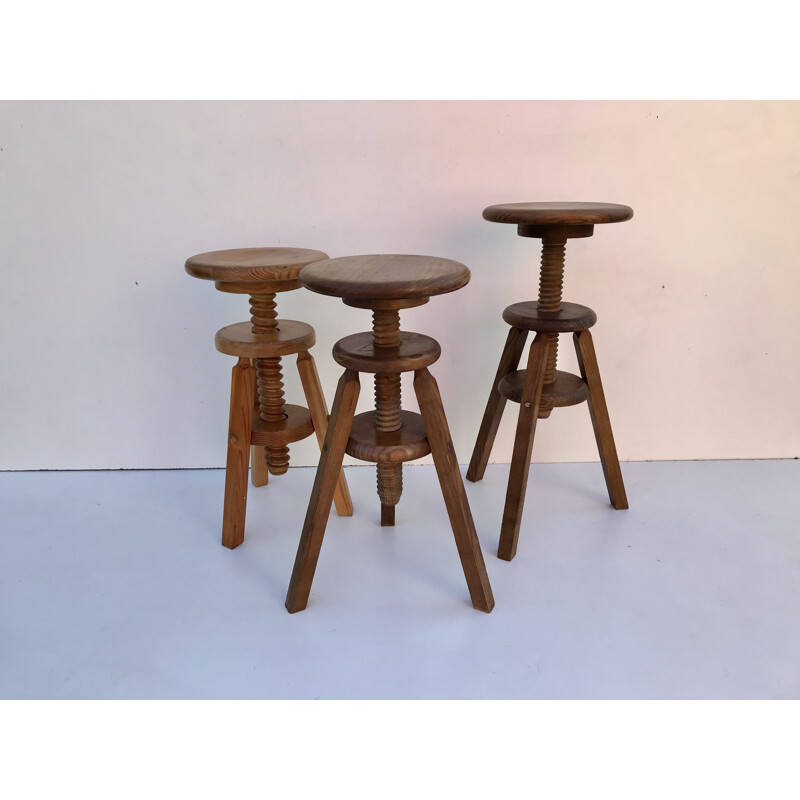 Set of 3 vintage adjustable stools