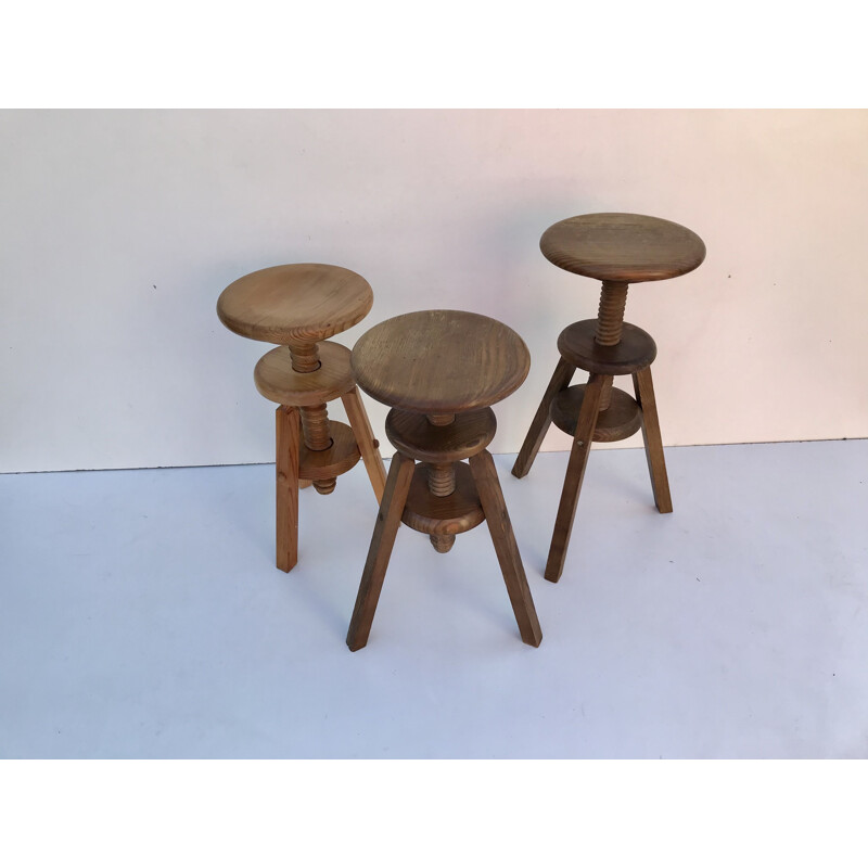 Set of 3 vintage adjustable stools