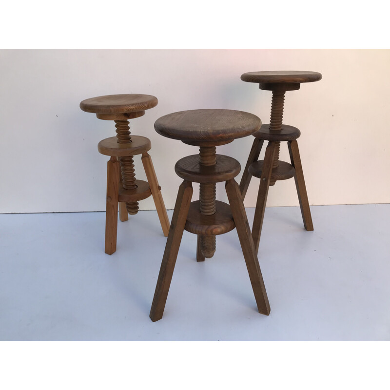 Lot de 3 tabourets vintage réglables