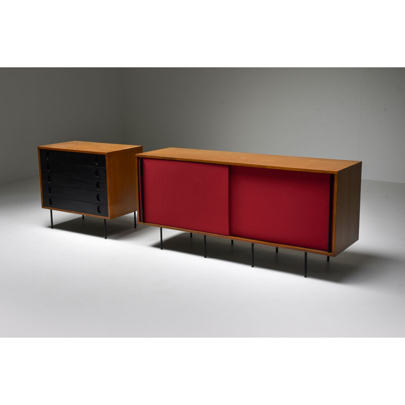 Vintage Black and Red Sideboard by Franco Campo and Carlo Graffi, Italy 1950s